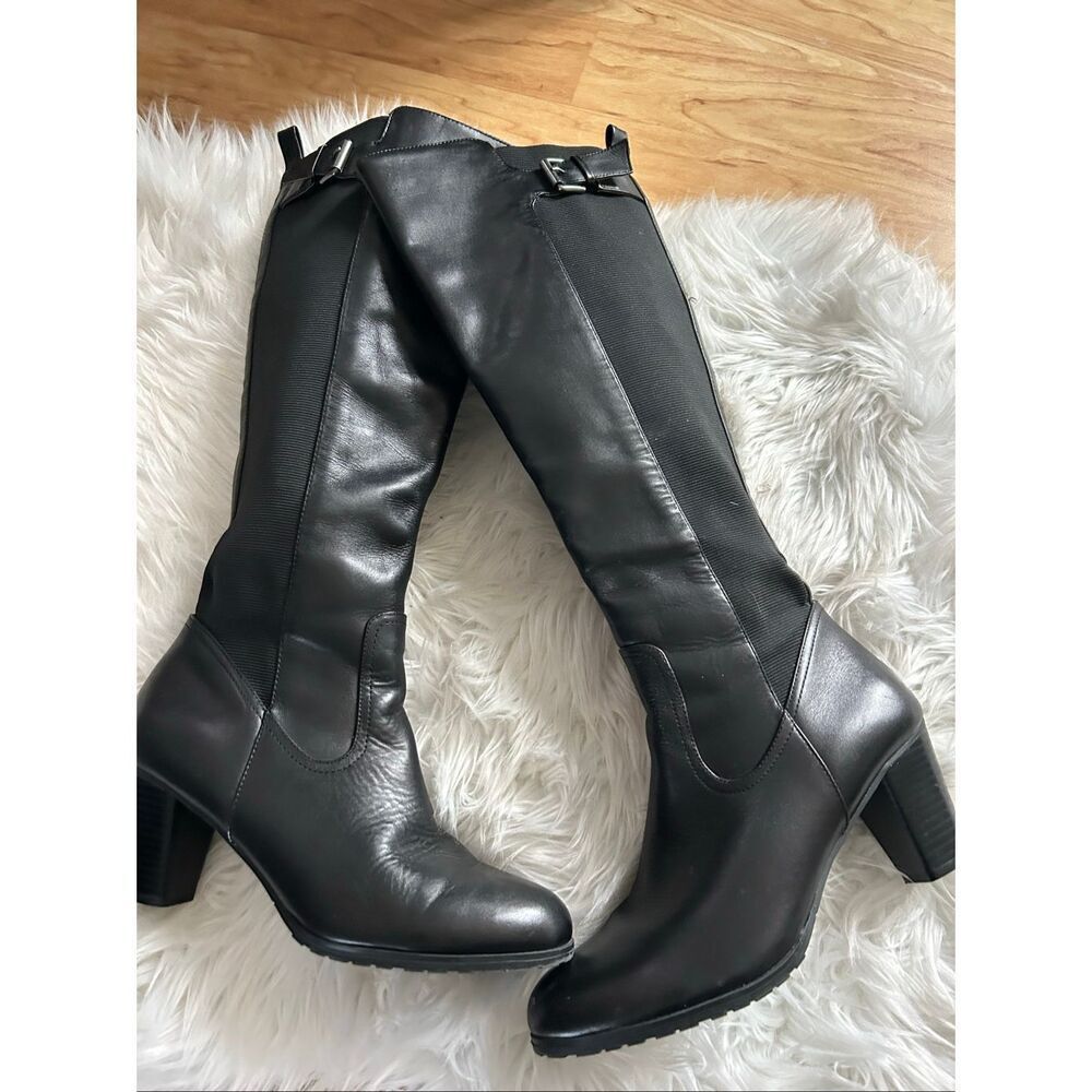 BASS Jasmine Women’s’ Black Leather KNEE HIGH Boots Black Riding Style Size 9M